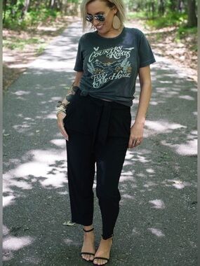 Athleta Skyline II Pant XS Black Paperbag Tie Waist Ankle